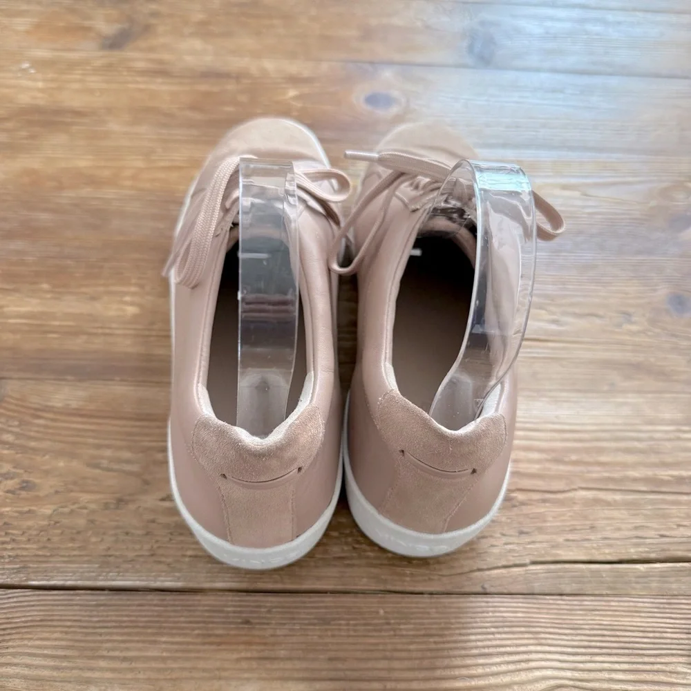Vince Janna Lace-Up Leather Suede Lace Up Low Top‎ Sneakers Taupe Womens 7.5 EUC